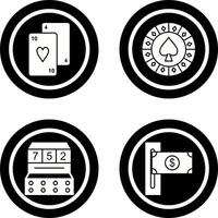 playing cards and spade chips Icon vector