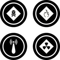 venenoso gas y peligro de fuego icono vector