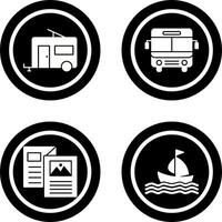 autobús y remolque icono vector