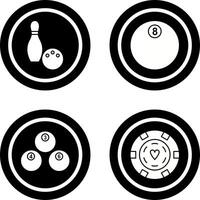 bolos y ocho pelota icono vector