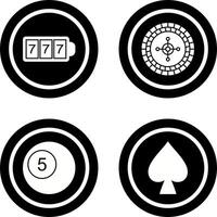slot machine with sevens and roulette Icon vector