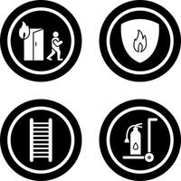 running from fire and fire shield Icon vector