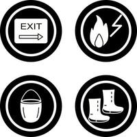 exit and electricity fire Icon vector