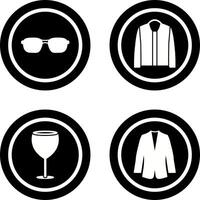 lentes y chaqueta icono vector