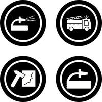 spraying water and fire truck Icon vector