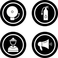 alarm and fire extinguisher Icon vector