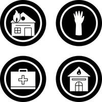 house on fire and gloves Icon vector