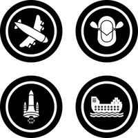 Landing Airplane and Dinghy Icon vector