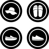 sombrero y zapatillas icono vector