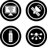 Disconnected Network and Satellite Icon vector