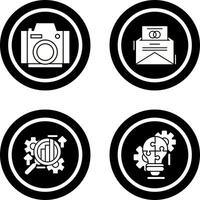 Photo Camera and Invitation Card Icon vector