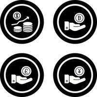 Money Growth and Bitcoin Icon vector