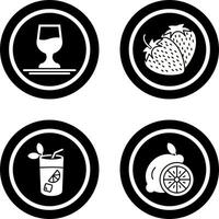 Wine and Strawberry Icon vector