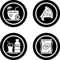 Pizza Slice and Coconut Drink Icon vector