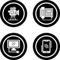 Movie camera and Telephone Icon vector