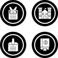 conejito y castillo icono vector