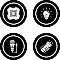 Processor and Light Bulb Icon vector