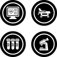 Cardiogram and Hospital Bed Icon vector