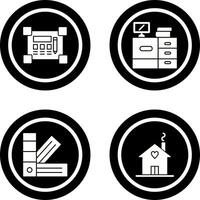 Blueprint and Desk Icon vector