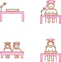 study desk and studying on desk Icon vector