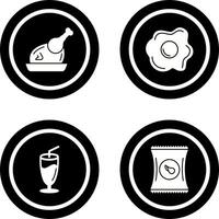 Chicken leg and Fried egg Icon vector