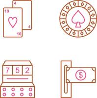 playing cards and spade chips Icon vector