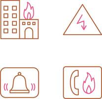 burning building and electricity danger Icon vector