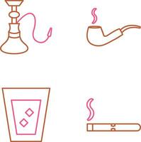 hookah and lit smoking pipe Icon vector