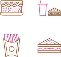 crema pastel y almuerzo pequeño restaurante icono vector