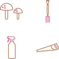 Mushrooms and Gardening Fork Icon vector