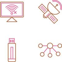 Disconnected Network and Satellite Icon vector