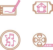 Drawing Tablet and Museum Ticket Icon vector