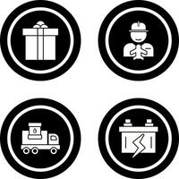 regalo caja y trabajador icono vector