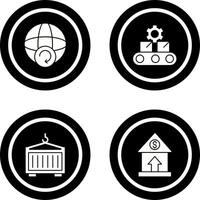 Earth and Conveyor Belt Icon vector