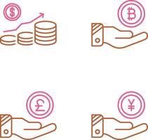 Money Growth and Bitcoin Icon vector