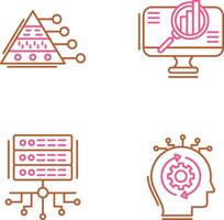 Pyramid Graph and Search Icon vector