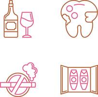 vino y caries icono vector