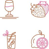 vino y fresa icono vector