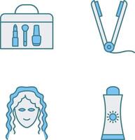 productos cosméticos y plancha de pelo icono vector