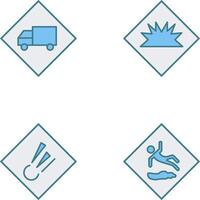 dangerous vehicle and danger of welding Icon vector