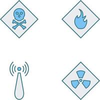 poisonous gas and Danger of flame Icon vector