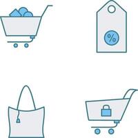 compras carro y descuento etiqueta icono vector