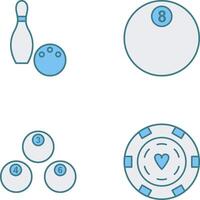 bolos y ocho pelota icono vector