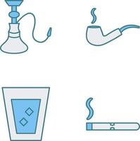 hookah and lit smoking pipe Icon vector