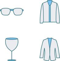 lentes y chaqueta icono vector