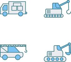 logística coche y levantador icono vector