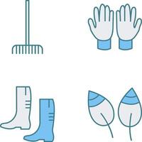 Fork picking Leaves and Gardening Gloves Icon vector