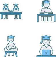 Combined Study and Studying on Desk Icon vector