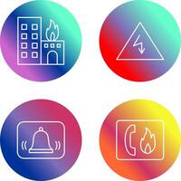 burning building and electricity danger Icon vector