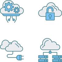 Cloud Comuting and Lock Icon vector